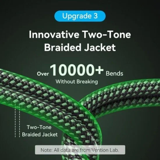 Vention cotton braided ultra thin hdmi-a male to male hd cable 8k 2m aluminum alloy type - green